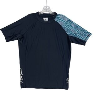 Huge Sports XL Compression Top Short Sleeve Blue Pattern Athletic‎ Shirt